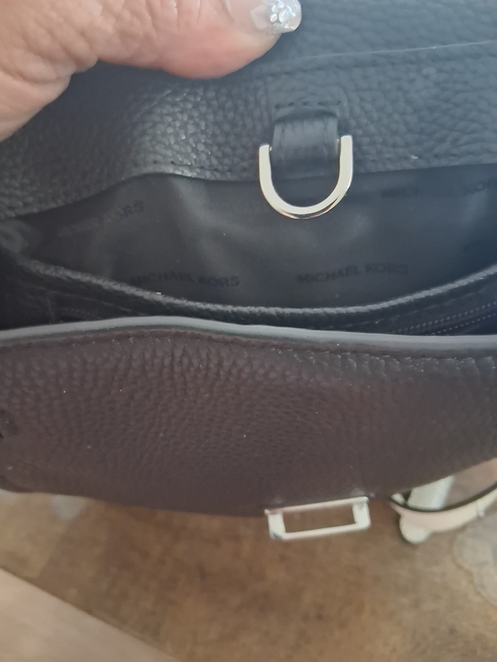 Michael Kors Black Pebbled Leather Flower-Embellished Backpack - Picture 3 of 4